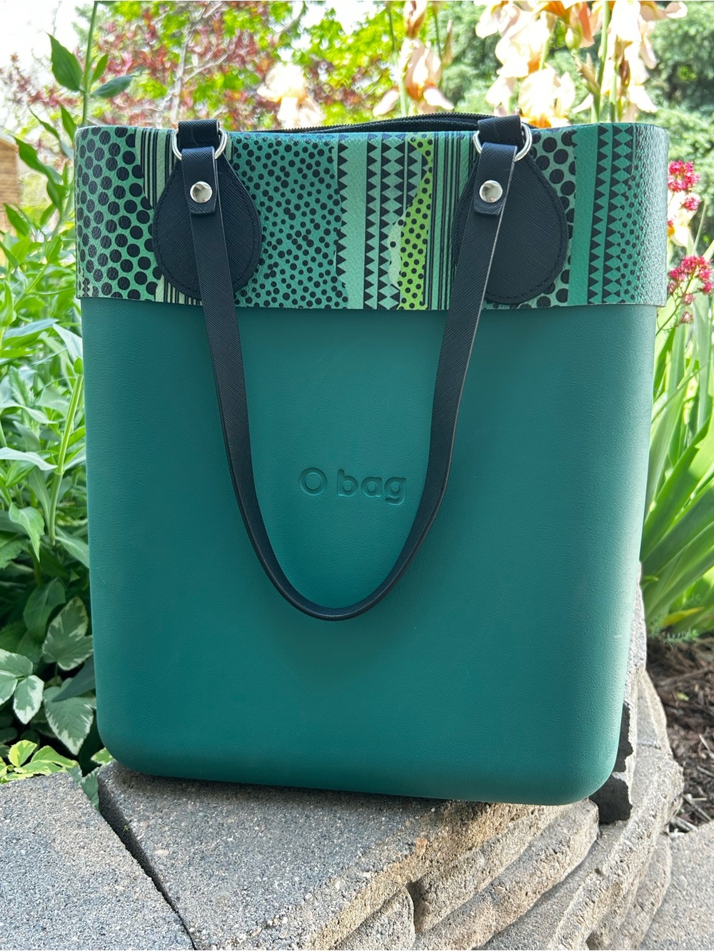 O bag Made in Italy Teal Green Tote Bag with Zippered Insert & New Handles